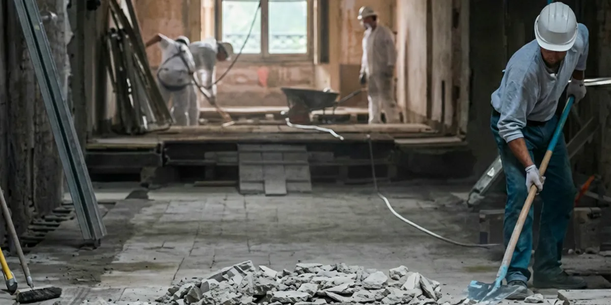 fire damage restoration professionals performing structural cleanup and restoration after a fire in Allentown, PA